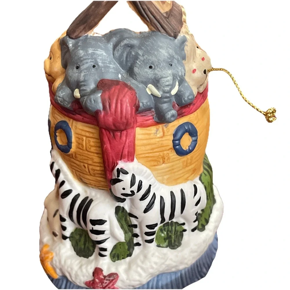 Noah's Ark Bell Christmas Holiday Ceramic Porcelain Decorative 5 1/2